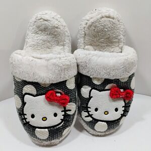 Hello Kitty Red Bow White Polka Dot Slippers Women's Size 9-10 Slip-On